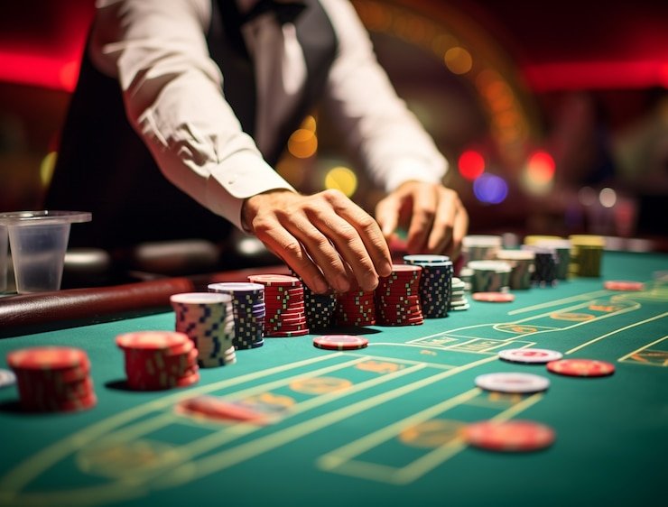 Baccarat settlement view: Player and Banker totals resolved Baccarat table showing Player and Banker hands with settlement summary